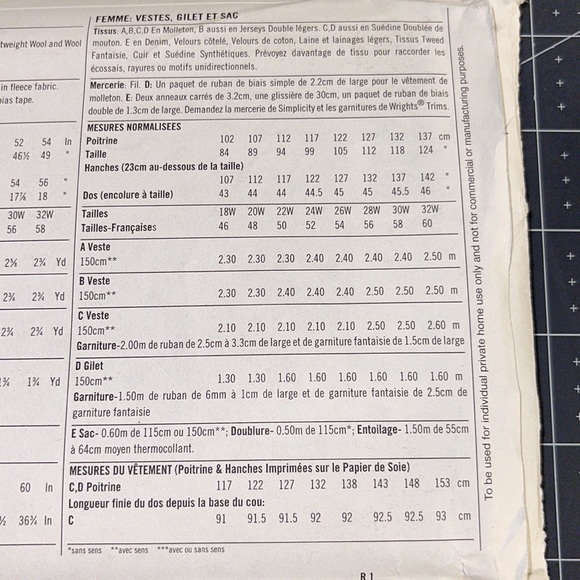 Simplicity Womens Jackets, vest, bag pattern Sz 26w - 32w - Picture 4 of 4